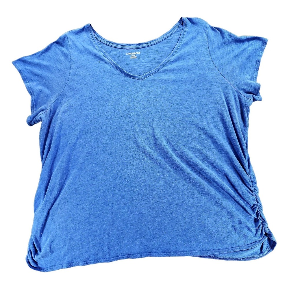 Lane Bryant Blue Short Sleeve V-Neck Cotton Top Size 26/28 285